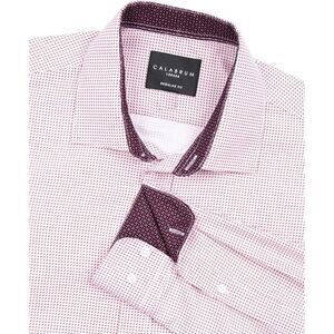 CALABRUM Mens Micro Dot Print Wrinkle Free Performance Button Up Shirt, NWT